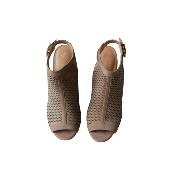 Antonio Melani Womens Lyona Tuscan Taupe Peep Toe Leather Heeled Sandals 9M - Picture 14 of 16